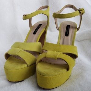 Zara neon lime suede heels